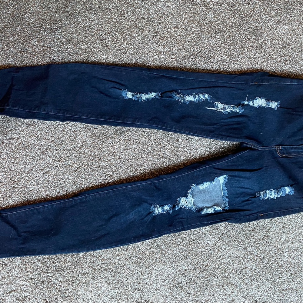 Distressed Dark Wash Fashion Nova Jeans